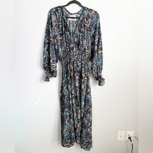 CHUFY Size L • Floral Print Balloon Sleeve Maxi Dress.